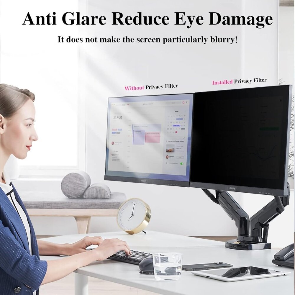 [2-Pack] 24" Computer Privacy Screen Filter for 16:9 Widescreen Removable - Picture 5 of 10
